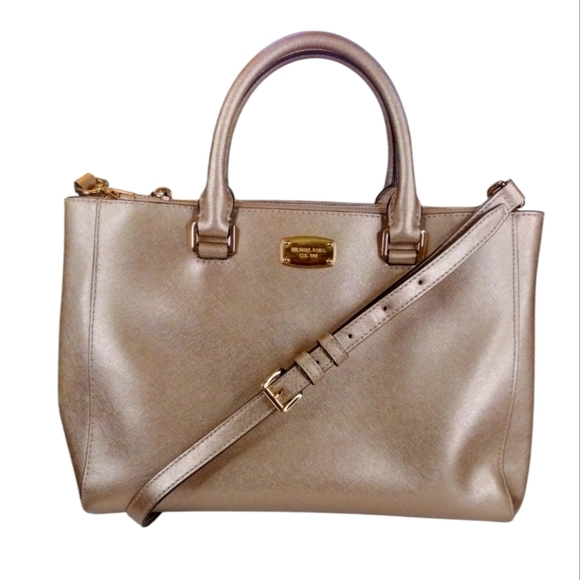Michael Kors Metallic Gold Retired Satchel - Picture 1 of 12